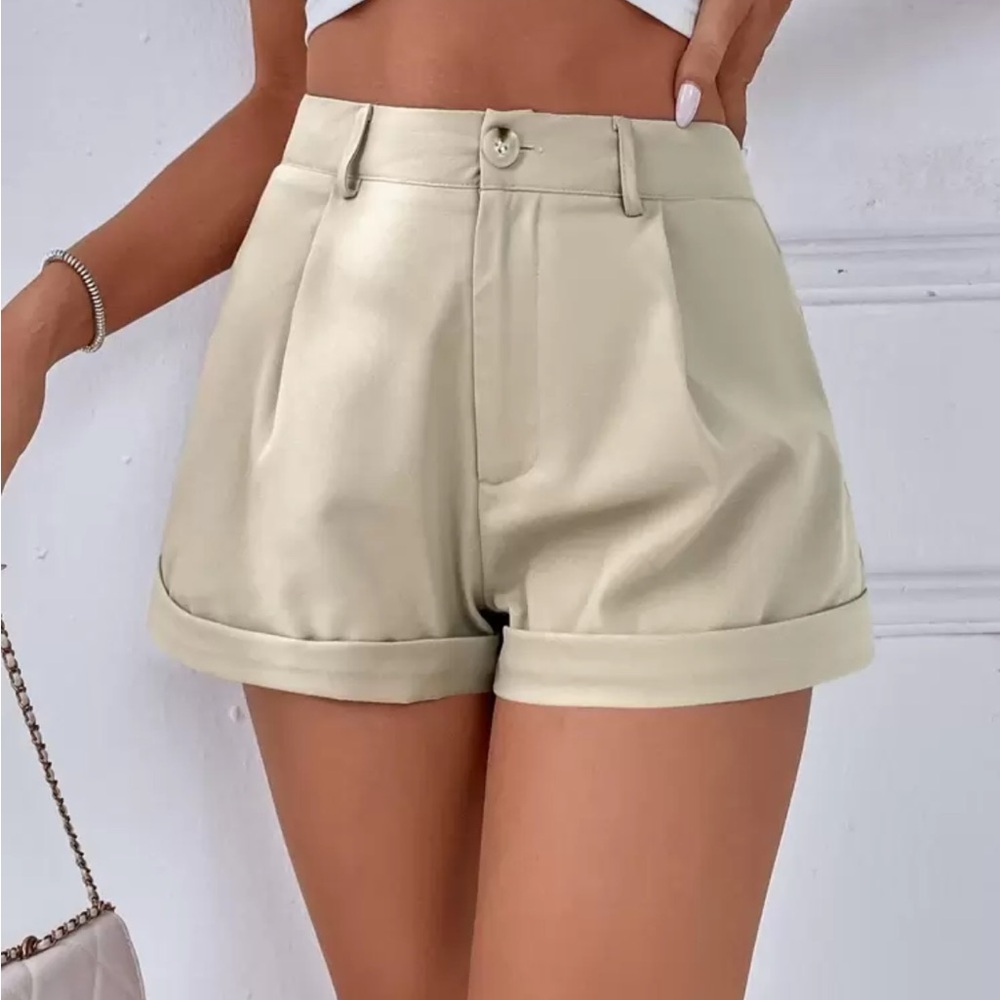 SHEIN High Waist Cream Shorts
